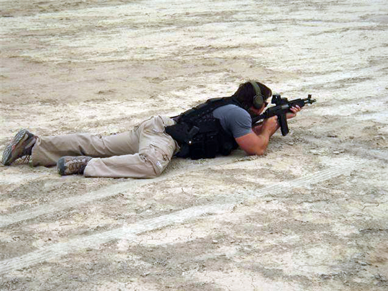Person testing the ballistic integrity of Cellate